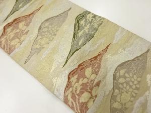 アンティーク　山並みに草花模様織出し袋帯（材料）